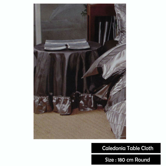 Boudoir Caledonia Black Silver Round Tablecloth V442-END-TABLEC-CALEDONIA-BLACK-RD