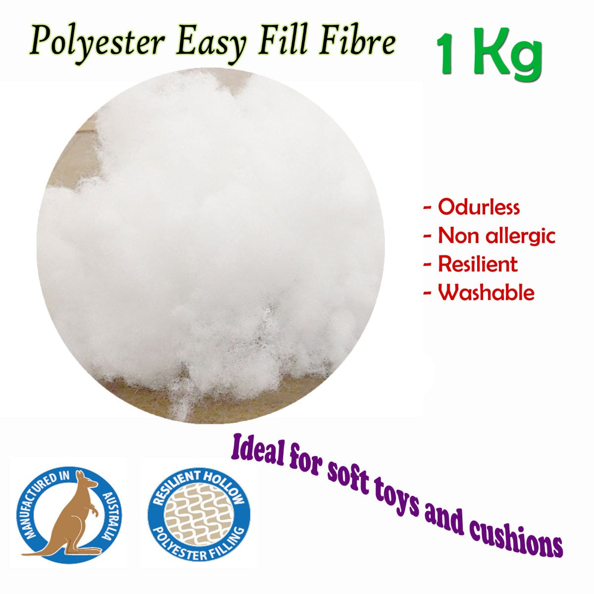 Easyrest Easy Fill Fibre 1 kilogram V442-ERT-CUSHION-EASYFILL1KG-WHITE-SH