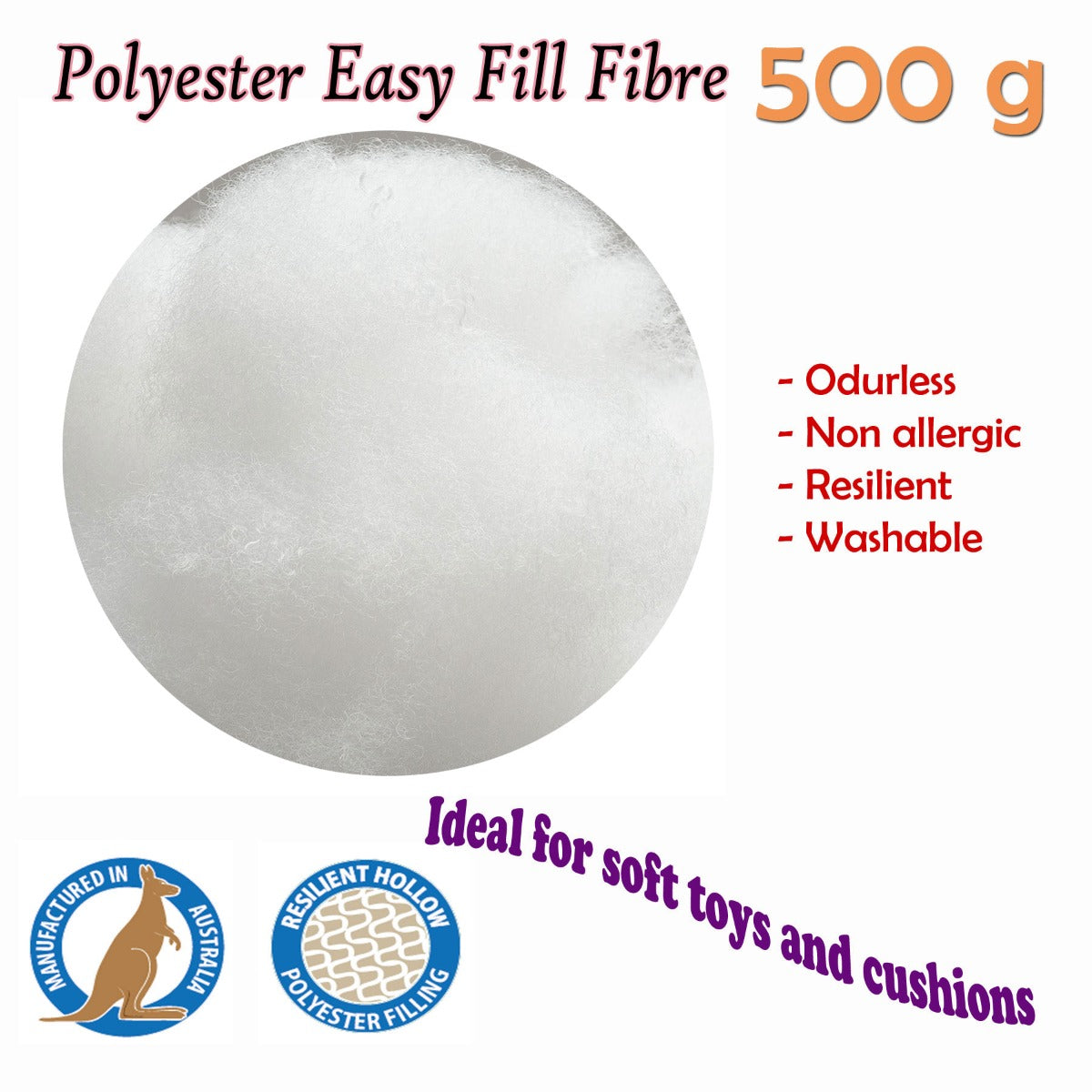 Easyrest Easy Fill Fibre 500 gram V442-ERT-CUSHION-EASYFILL500G-WHITE-SH