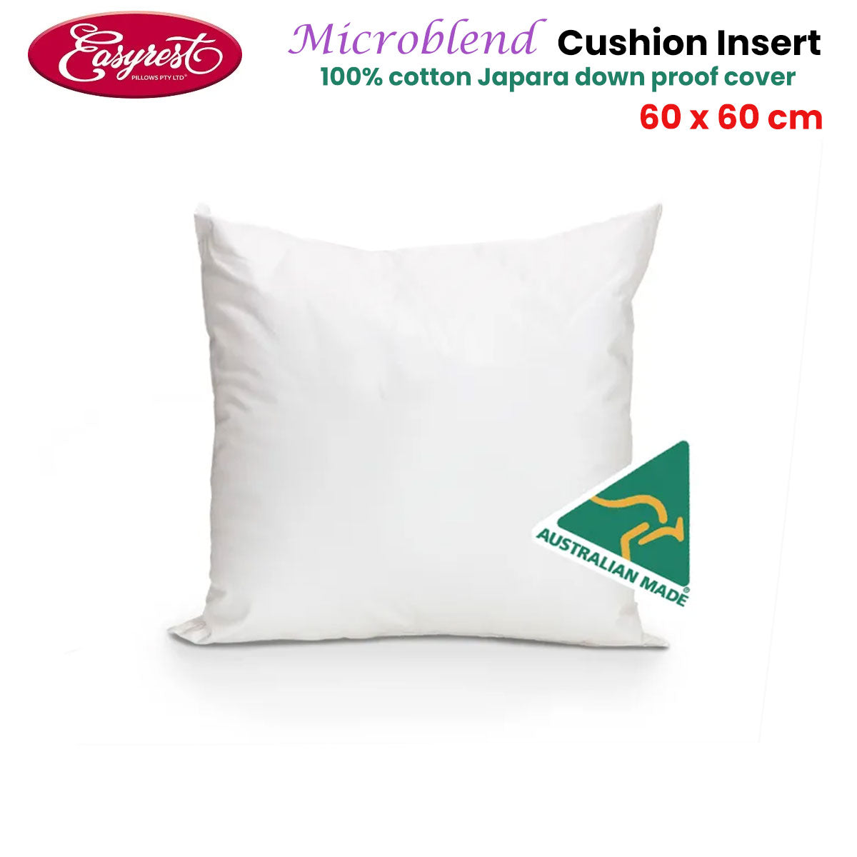 Easyrest Microblend Cushion Inserter 60 x 60cm V442-ERT-CUSHION-MICROBLEN60CM-WHITE-SQ