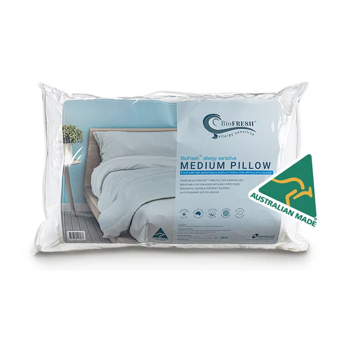 Easyrest BioFresh Allergy Sensitive Medium Standard Pillow 48 x 73 cm V442-ERT-PILLOW-BIOFRESHMEDIUM-WHITE-ST