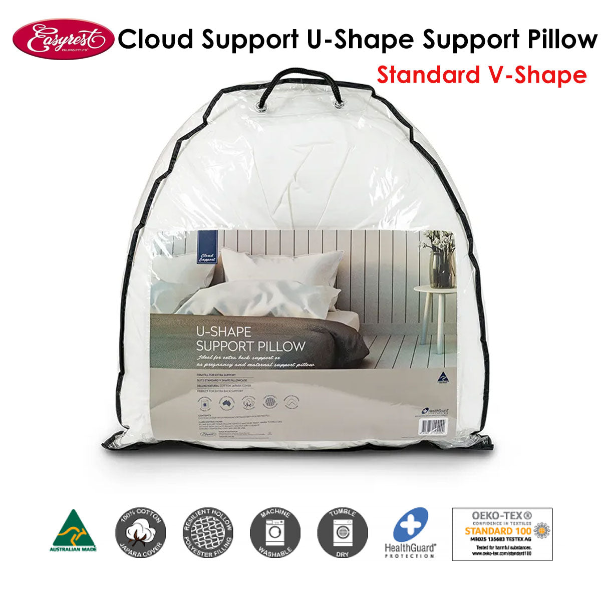 Easyrest Cloud Support U-Shape Support Pillow V442-ERT-PILLOW-CLOUDSUPPORT-WHITE-TR