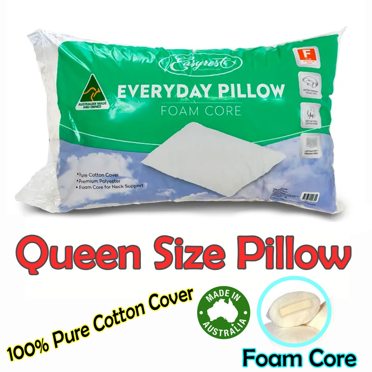 Easyrest Everyday Foam Cored Queen Sized Pillow V442-ERT-PILLOW-EASYDAY-FOAMCORED-QS