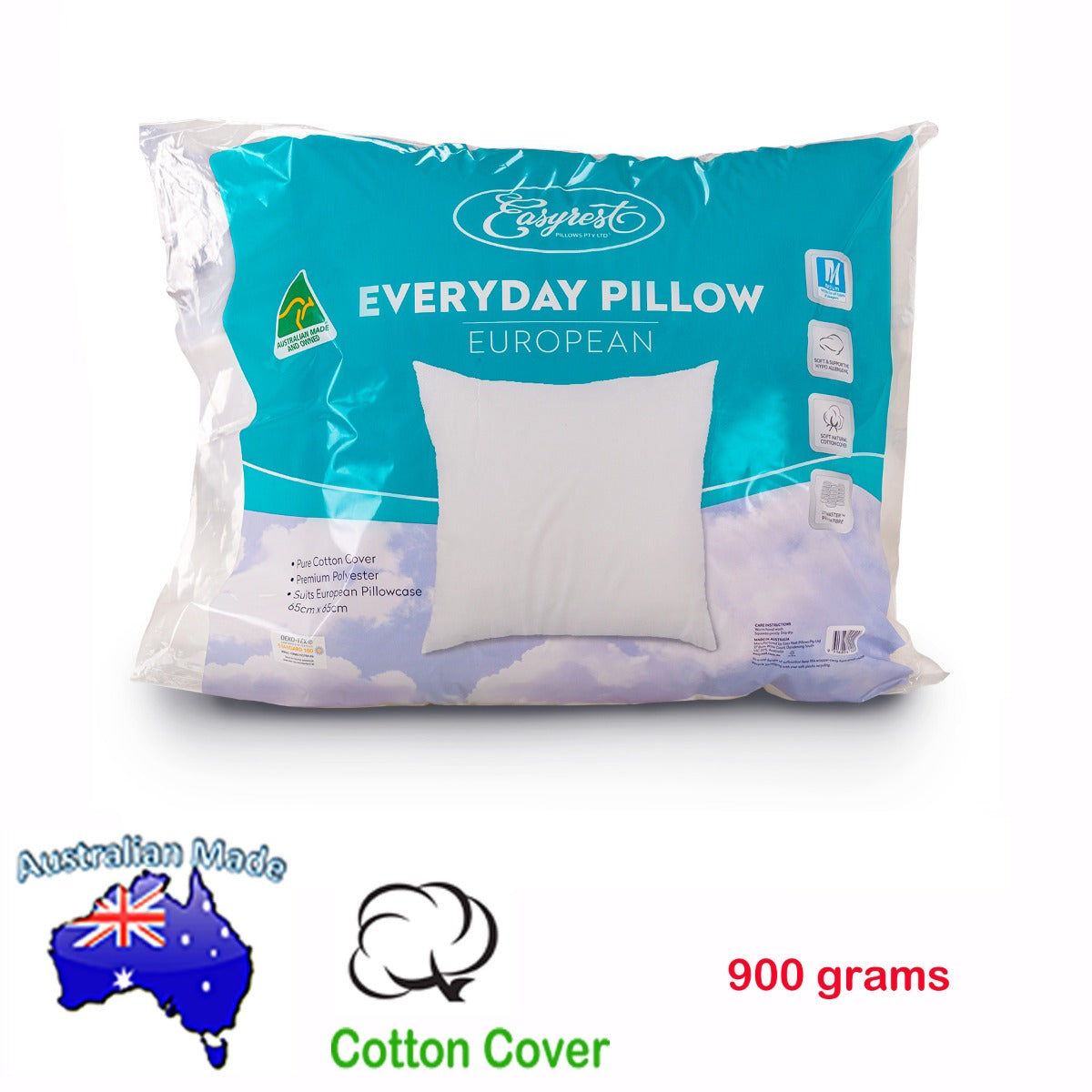 Easyrest Australian Made Everyday European Pillow V442-ERT-PILLOW-EVERYDAY-WHITE-EU