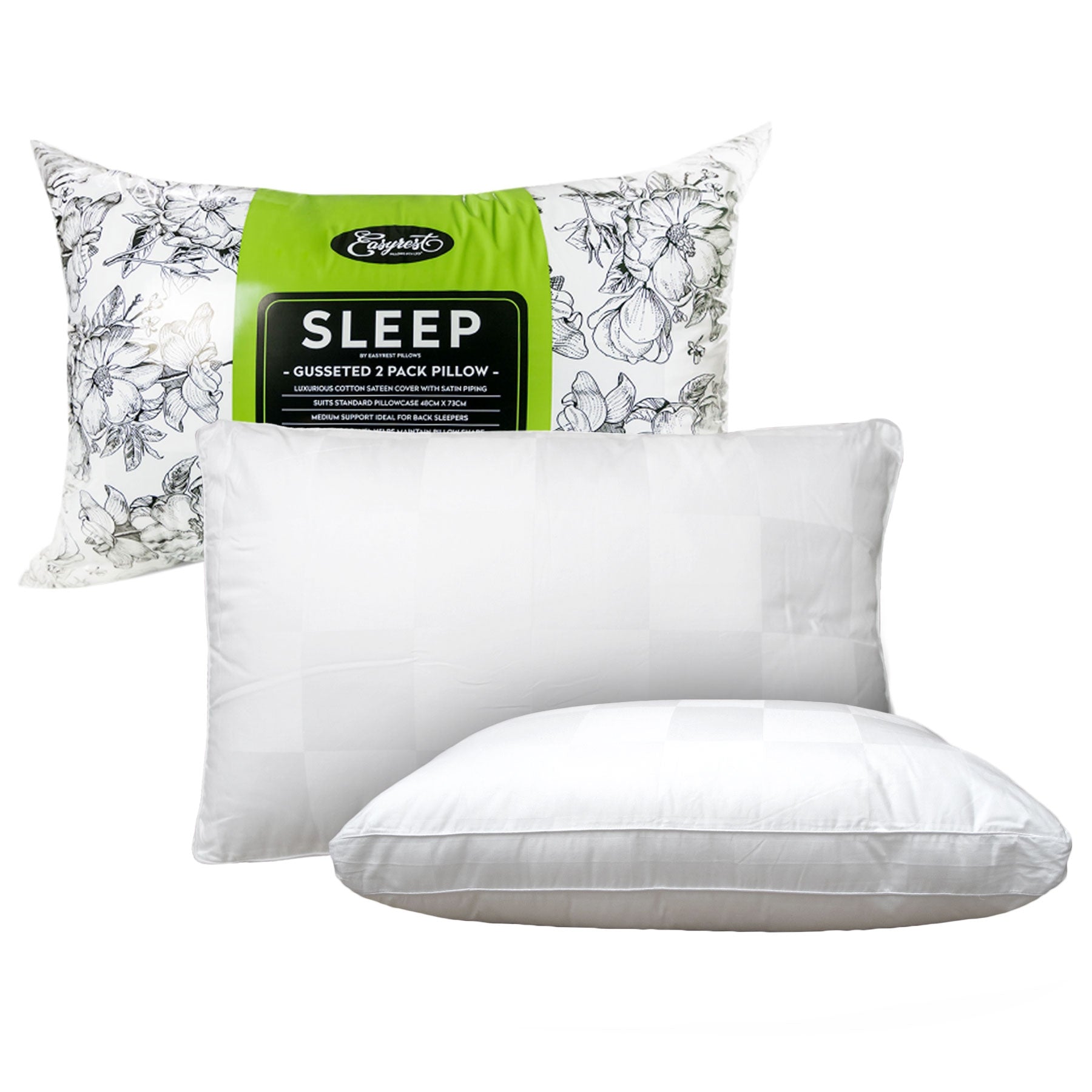 Easyrest Sleep Twin Pack Gusseted Medium Standard Pillows V442-ERT-PILLOW-SLEEPTWINGUSSETED-WHITE-ST