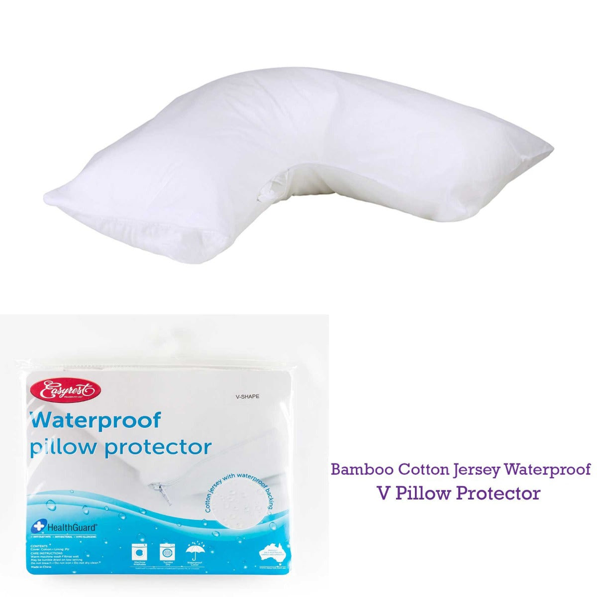 Easyrest Bamboo Cotton Jersey Waterproof V Pillow Protector V442-ERT-PILLOWP-WATERPROOF-WHITE-TR