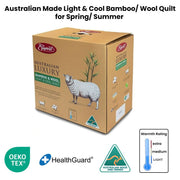Easyrest Australian Made Light & Cool Bamboo / Wool Quilt for Spring/ Summer Queen V442-ERT-QUILT-WOOLBAMBOO-WHITE-QS