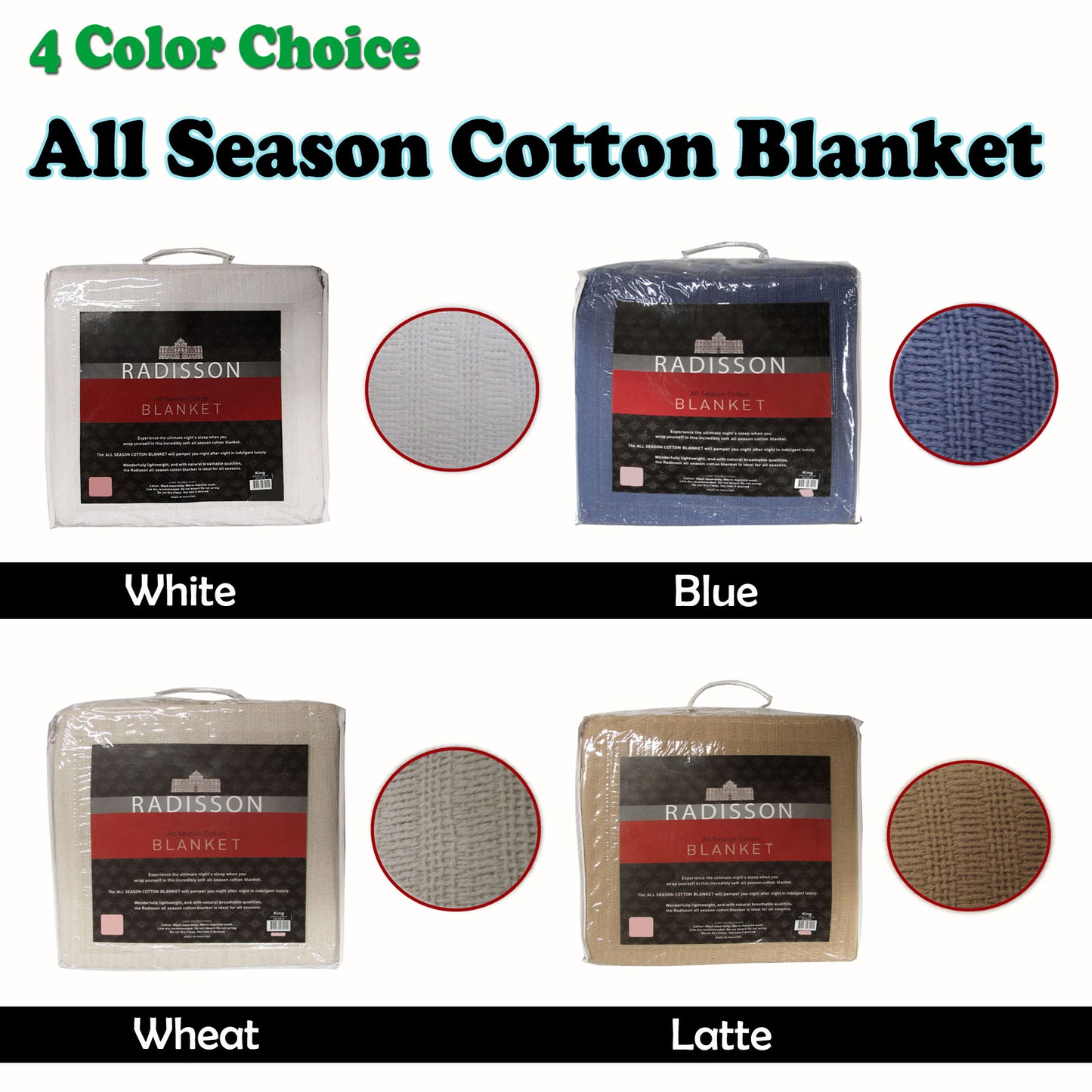 Radisson All Season Cotton Blanket Blue KING V442-GHT-BLANKET-RADISSONCOTTON-BLUE-KI