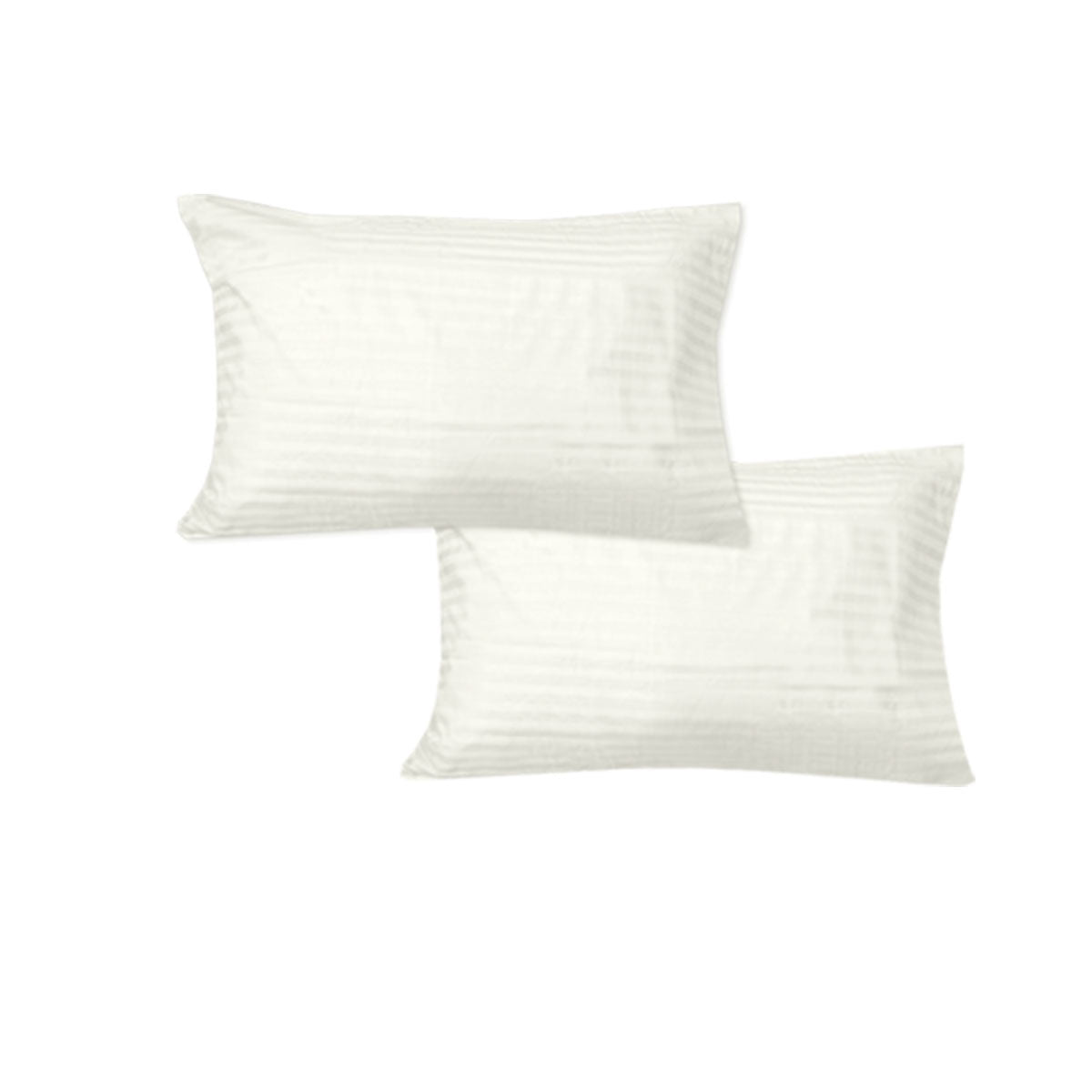 600TC Pair of No Flap Wide Self Striped Standard Pillowcases Cream V442-GHT-PILLOWC-600TCWIDESNOFLAP-CREAM-ST