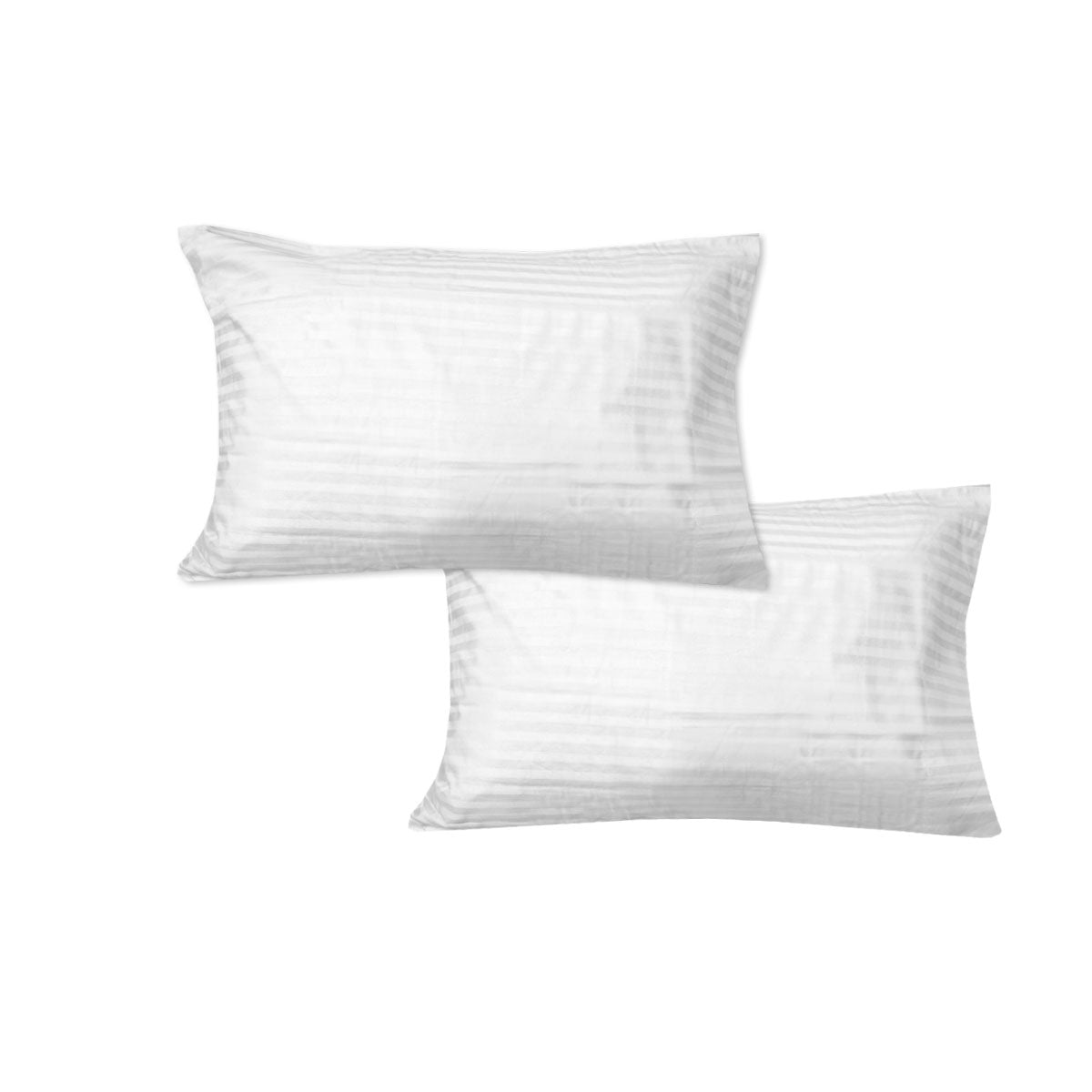 600TC Pair of Wide Self Striped Standard Pillowcases White V442-GHT-PILLOWC-600TCWIDESTRIPE-WHITE-ST