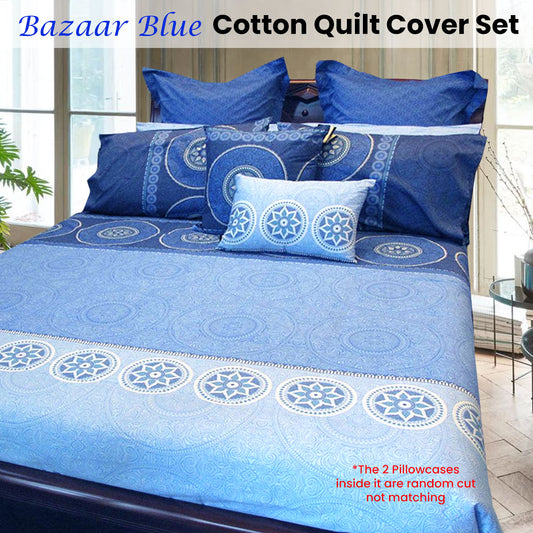 Hotel Living Bazaar Quilt Cover Set BLUE - King V442-GHT-QUILTCS-BAZAAR-BLUE-KI