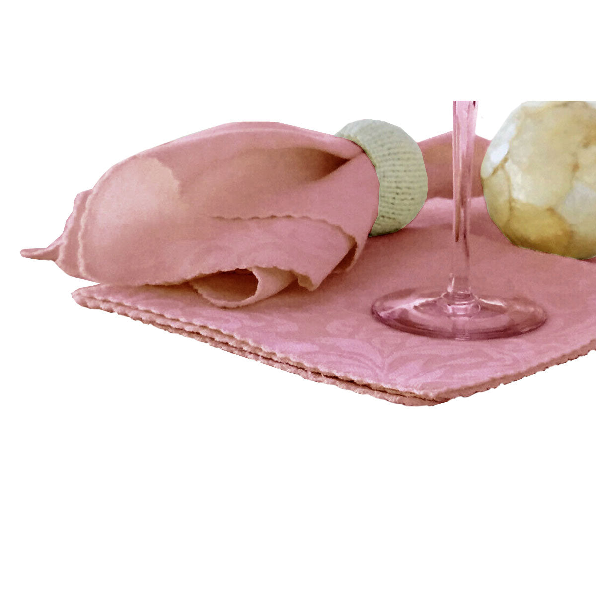 Set of 6 Damask Embossed Polyester Cotton Napkins Blossom Pink 40 x 40cm V442-GNA-MISC-DAMASKSETOF6NPKINS-BLOSSOM-SQ