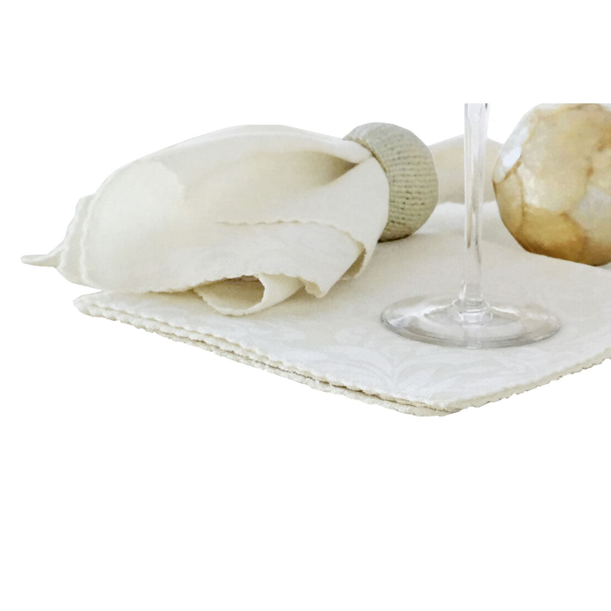 Set of 6 Damask Embossed Polyester Cotton Napkins Bright White (also known as Gardenia or Marshmallow) 40 x V442-GNA-MISC-DAMASKSETOF6NPKINS-WHITE-SQ