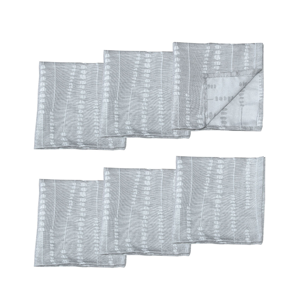 Set of 6 Perline Grey Jacquard Napkins 40cm x 40cm V442-GNA-MISC-SETOF6PERLINENAPKINS-GREY-SQ
