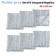 Set of 6 Perline Grey Jacquard Napkins 40cm x 40cm V442-GNA-MISC-SETOF6PERLINENAPKINS-GREY-SQ