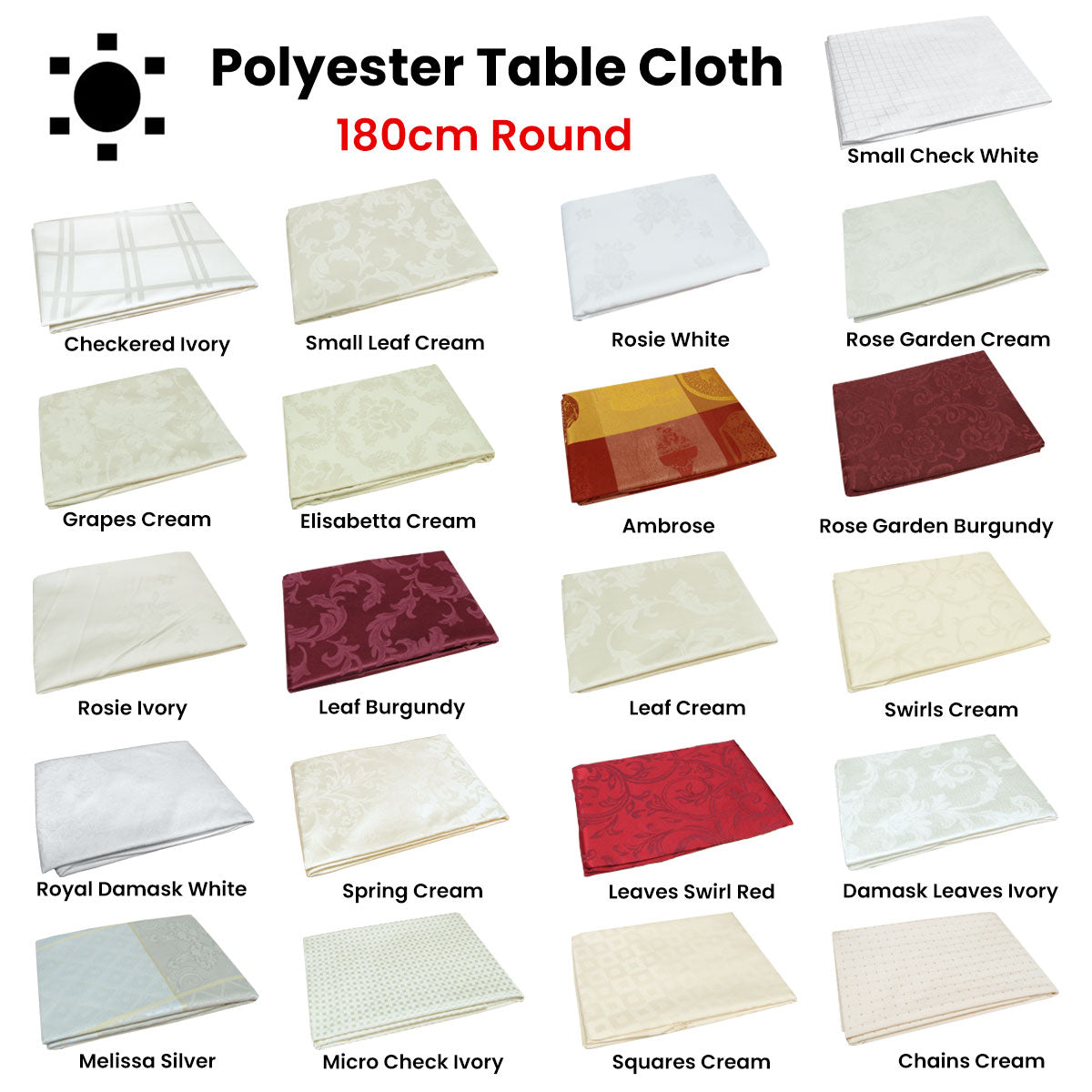 Damask Jacquard Polyester Tablecloth 180cm Round Grapes Cream V442-GNA-TABLEC-24GRAPES180-CREAM-RD