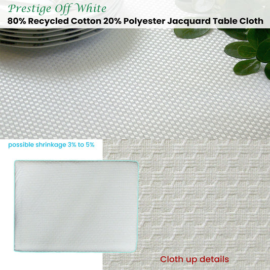 Invitation Prestige Cotton Rich Jacquard Off White Table Cloth 160 x 220 cm V442-GNA-TABLEC-24PRESTIGE220CM-OFFWHITE-RE