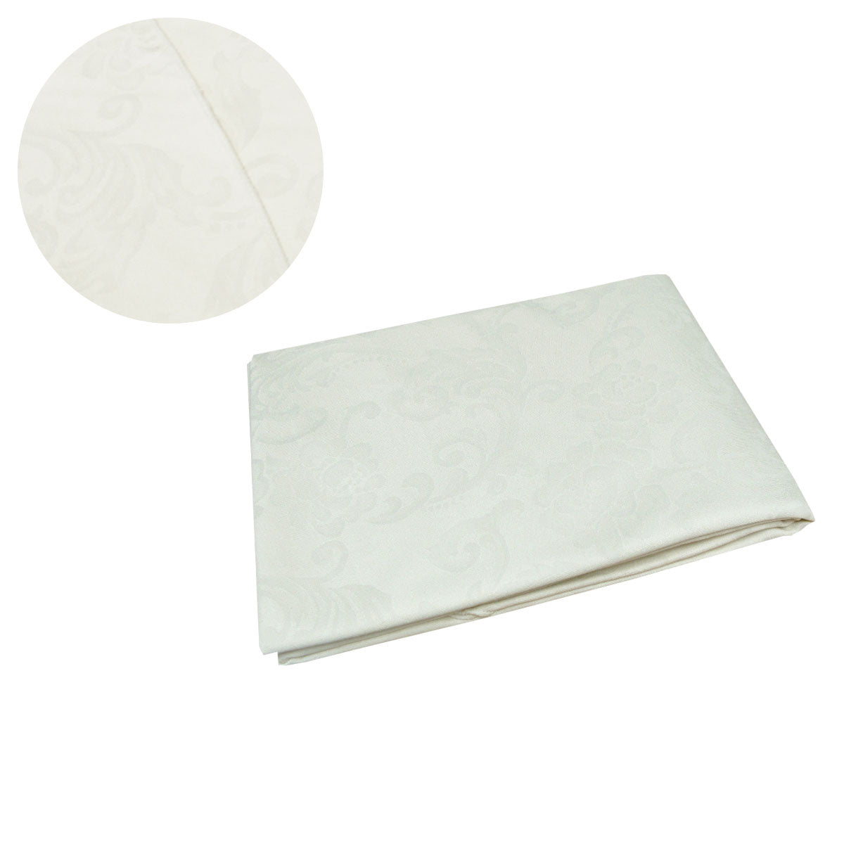 Damask Jacquard Polyester Tablecloth 180cm Round Rose Garden Cream V442-GNA-TABLEC-24ROSEGARDEN180-CREAM-RD