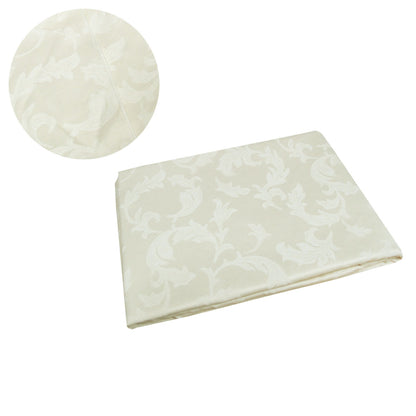 Damask Jacquard Polyester Tablecloth 180cm Round Small Leaf Cream V442-GNA-TABLEC-24SMALLLEAF180-CREAM-RD