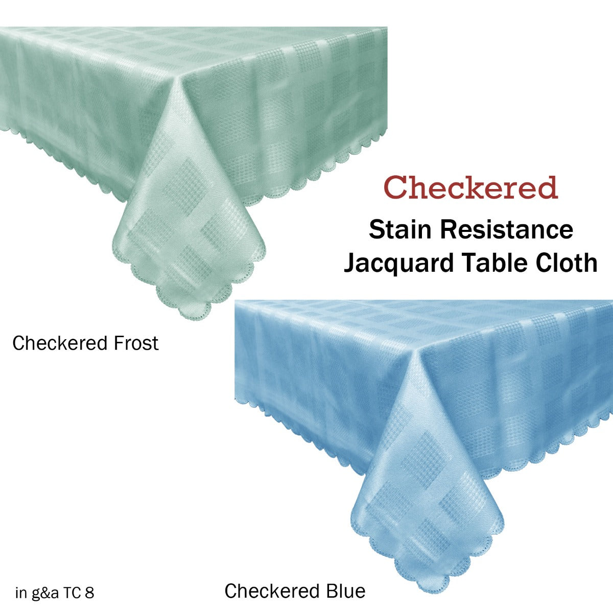 Jacquard Table Cloth Checkered Frost 180 cm Round V442-GNA-TABLEC-CHECKERED180CM-FROST-RD