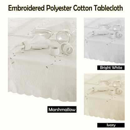 Embroidered Tablecloth - 170x360cm Oblong MARSHMALLOW V442-GNA-TABLEC-CHERRA-360-MARSHMALLOW