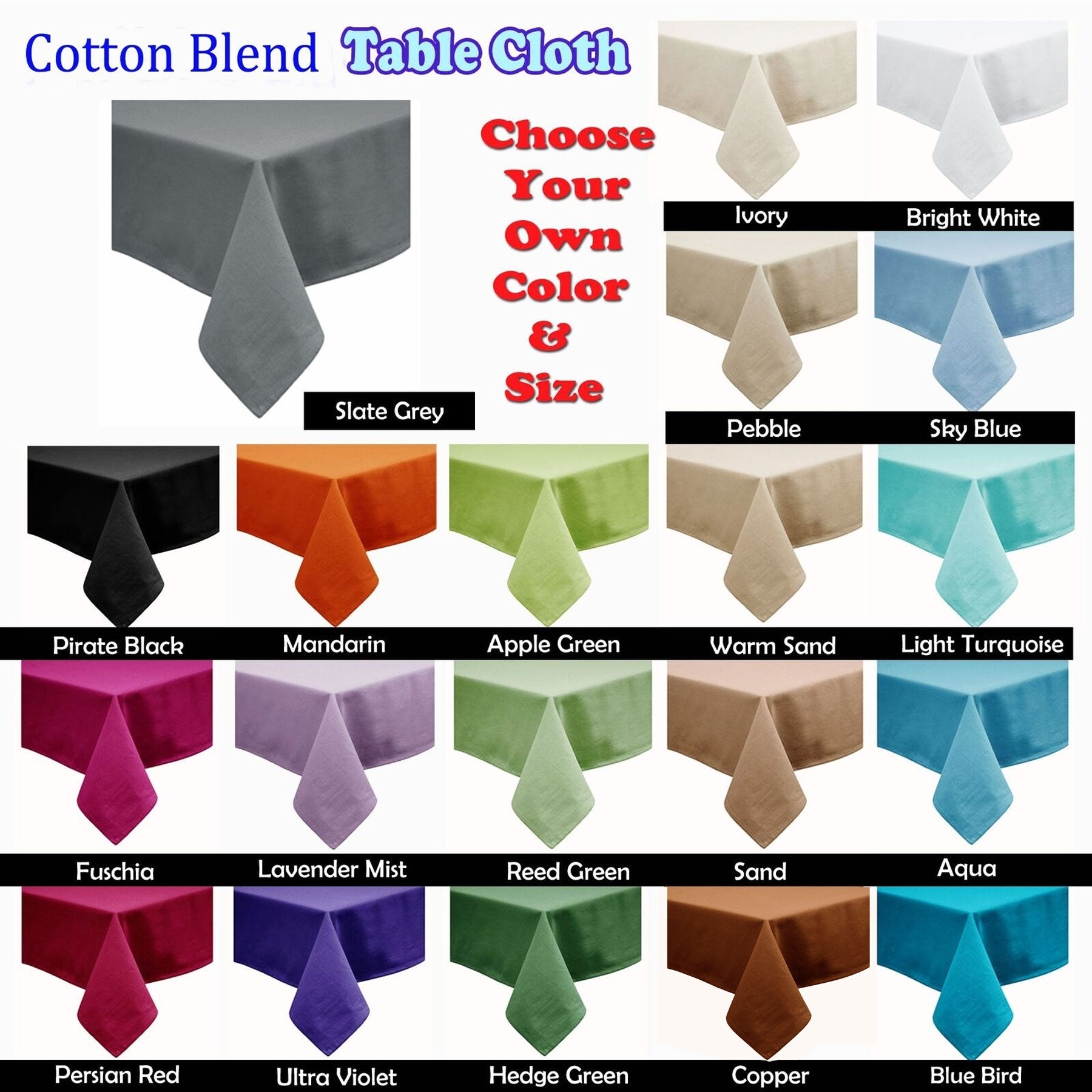 Hoydu Cotton Blend Table Cloth Light Turquoise 230cm Round V442-GNA-TABLEC-COTTON-230RD-LIGHTTURQUOISE
