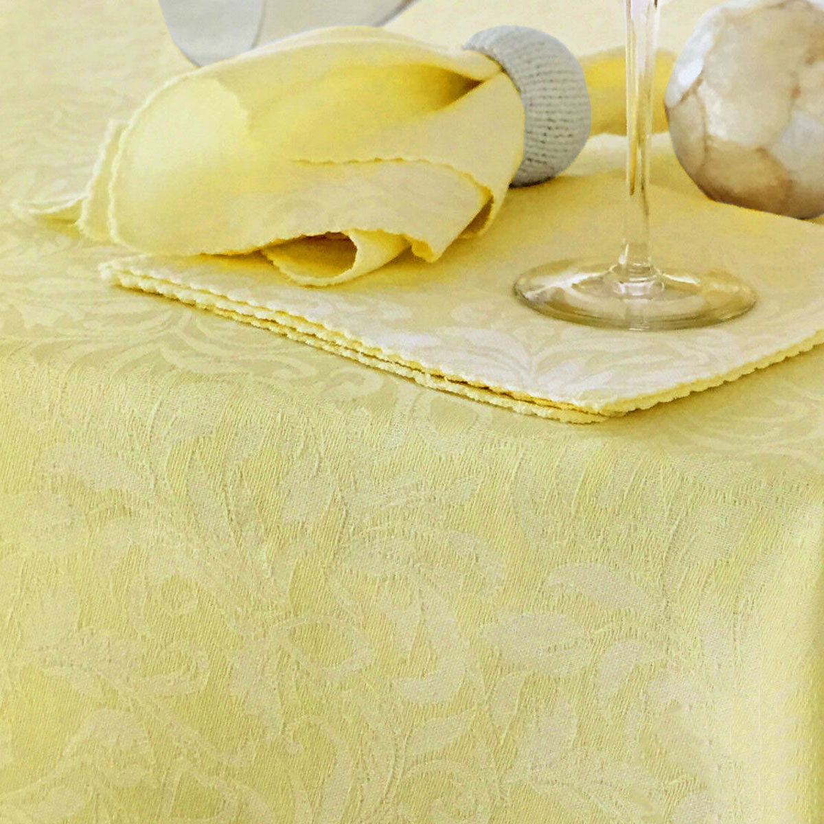 Damask Embossed Tablecloth 180 x 180 cm Sunshine V442-GNA-TABLEC-DAMASK-180SQ-SUNSHINE