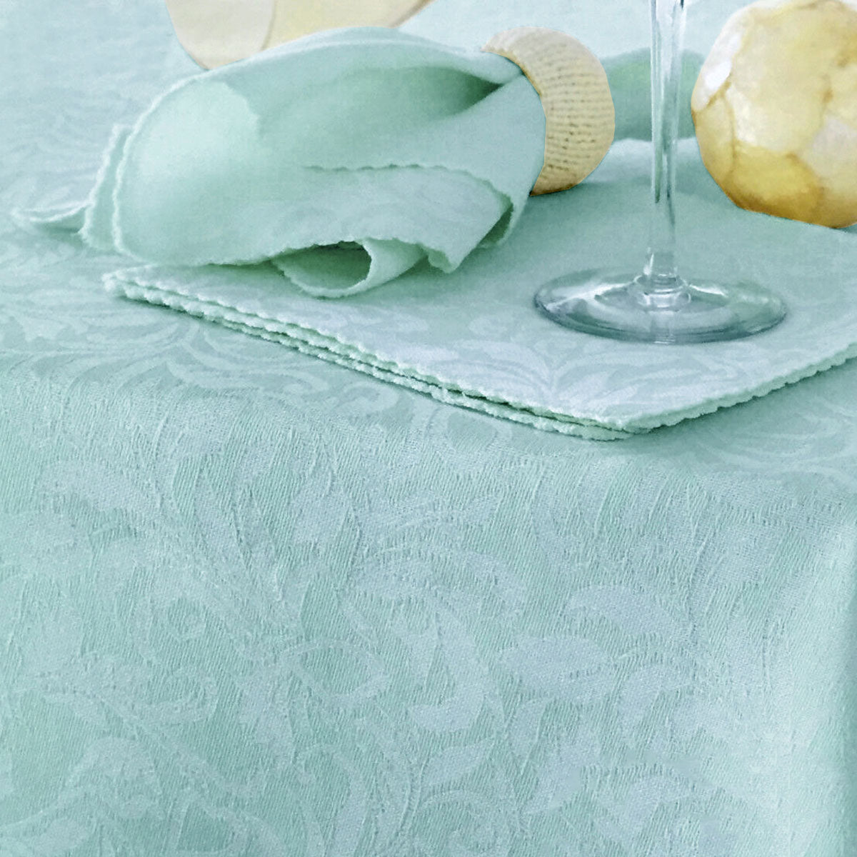Damask Embossed Tablecloth 160 x 260 cm Light Turquoise V442-GNA-TABLEC-DAMASK-260OB-LIGHTTURQUOISE