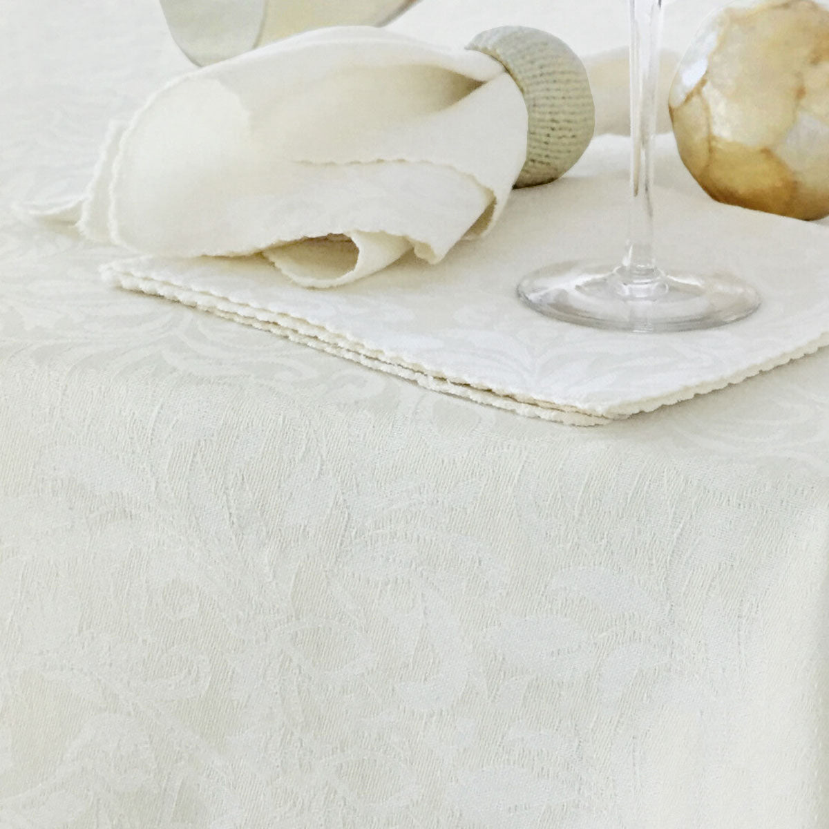 Damask Embossed Tablecloth 170 x 310 cm Bright White (aka Gardenia or Marshmallow) V442-GNA-TABLEC-DAMASKEMB-310OB-WHITEMARSH