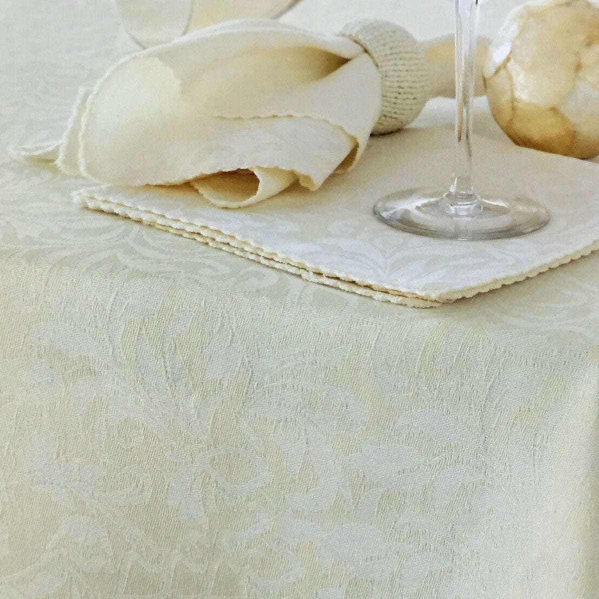 Damask Embossed Tablecloth 170 x 360 cm Ivory (aka Whisper White) V442-GNA-TABLEC-DAMASKEMB-360OB-IVORYWHISPER