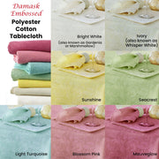 Damask Embossed Tablecloth 170 x 360 cm Ivory (aka Whisper White) V442-GNA-TABLEC-DAMASKEMB-360OB-IVORYWHISPER