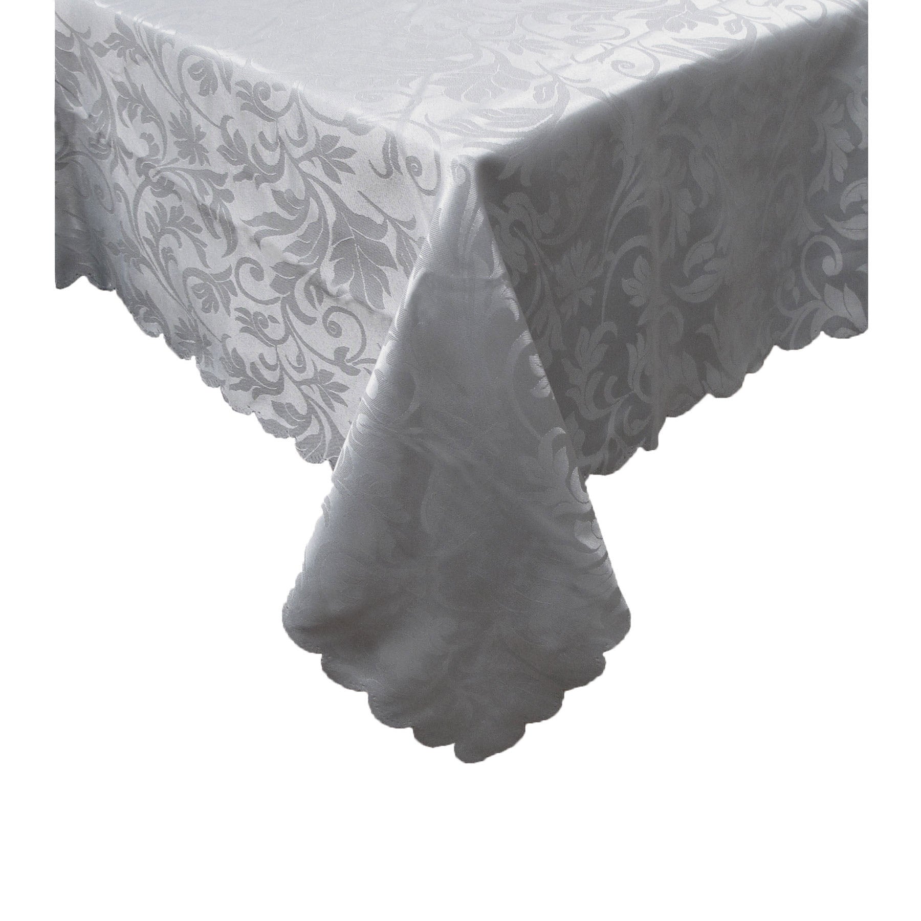 Jacquard Pattern Table Cloth Leaves Grey 180cm Round V442-GNA-TABLEC-LEAVES-180RD-GREY