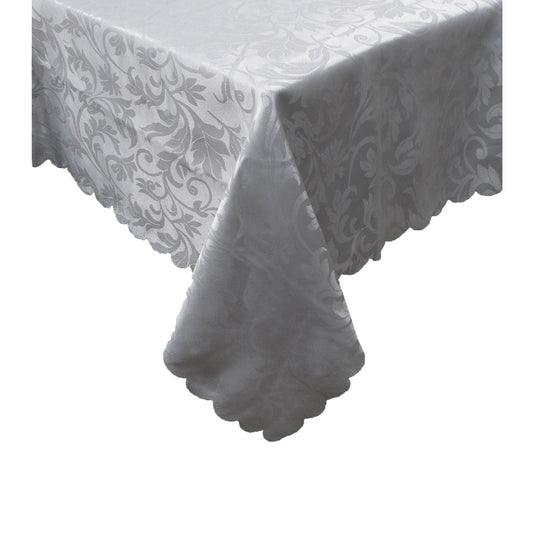 Jacquard Pattern Table Cloth Leaves Grey 180cm Round V442-GNA-TABLEC-LEAVES-180RD-GREY
