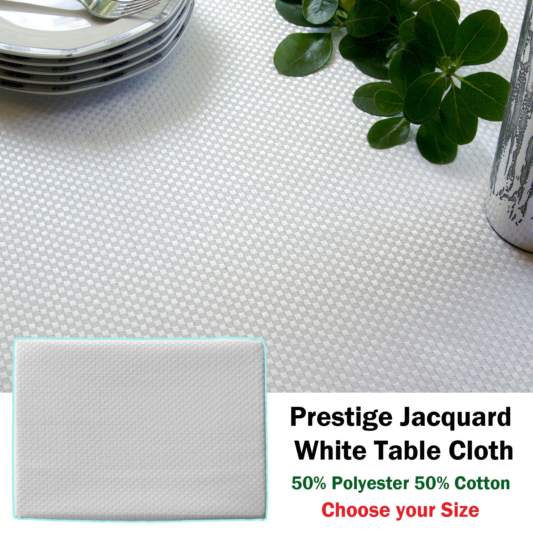 Invitation Prestige Jacquard White Table Cloth 160 x 220 cm V442-GNA-TABLEC-PRESTIGE220CM-WHITE-RE
