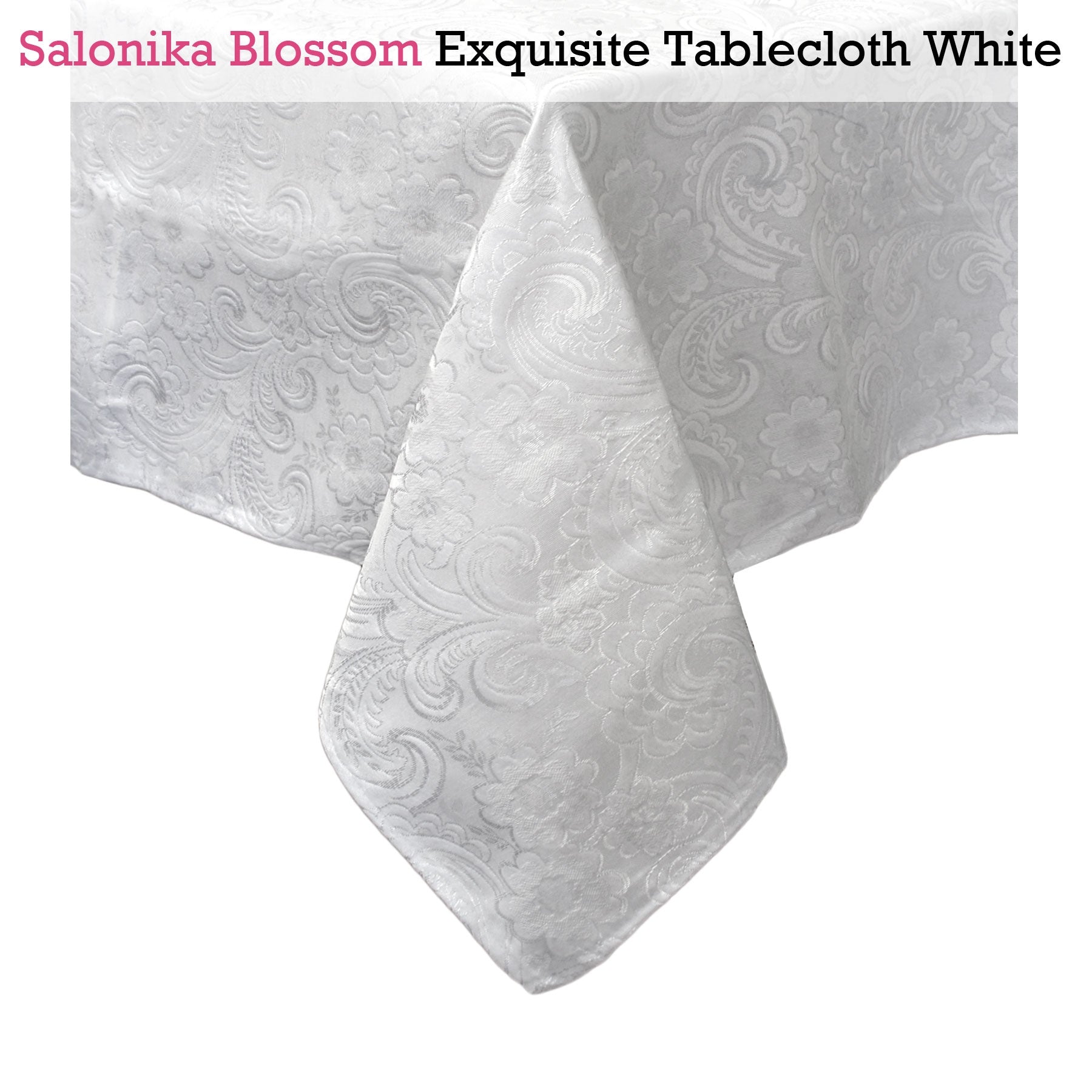 Salonika Blossom Tablecloth White 180 x 400 cm V442-GNA-TABLEC-SALONIKABLOSSOM400RE-WHITE-RE