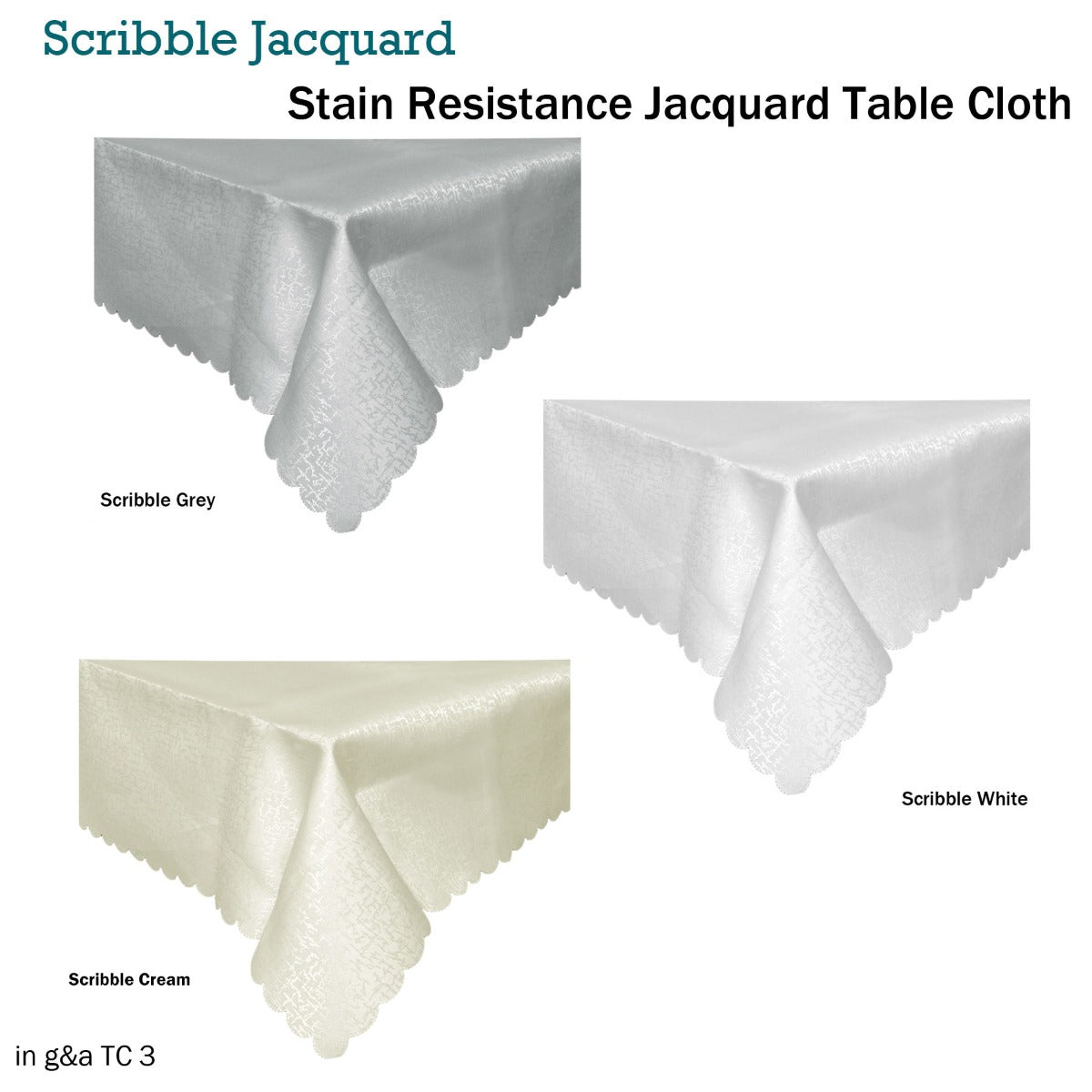 Jacquard Table Cloth Scribble Grey 135 x 180 cm V442-GNA-TABLEC-SCRIBBLE180CM-GREY-RE
