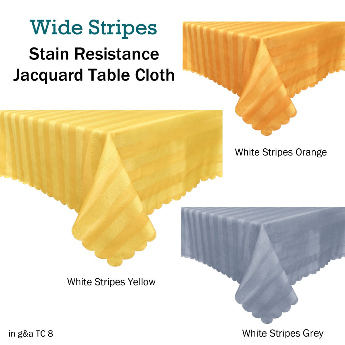 Jacquard Table Cloth Wide Stripes Orange 135 x 180 cm V442-GNA-TABLEC-WIDESTRIPES180CM-ORANGE-RE