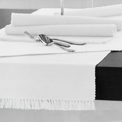 Hoydu Cotton Ribbed Table Runner 45cm x 150cm - BRIGHT WHITE V442-GNA-TABLER-RIBBED-150CM-BRIGHTWHITE
