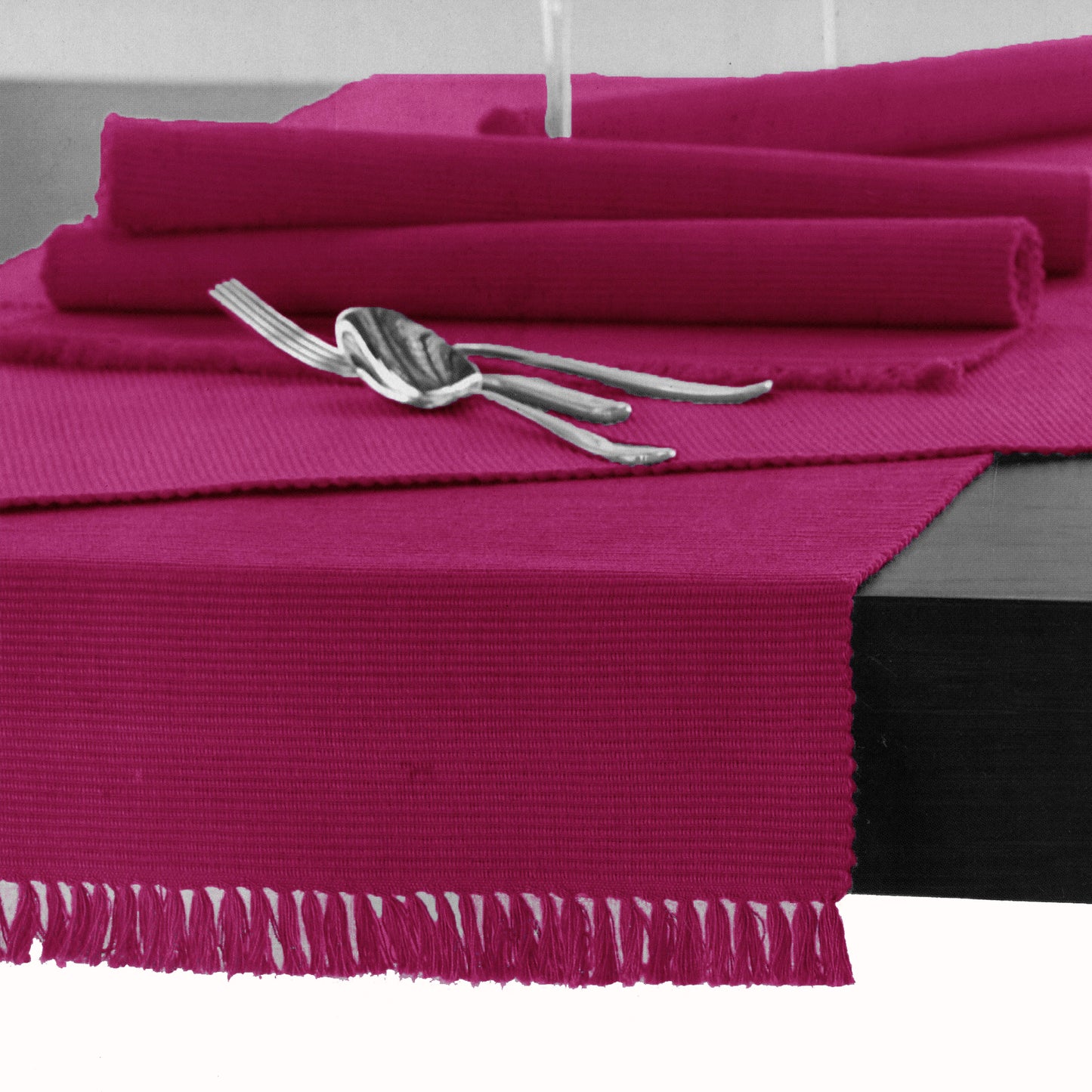Hoydu Cotton Ribbed Table Runner 45cm x 150cm - FUSCHIA V442-GNA-TABLER-RIBBED-150CM-FUSCHIA