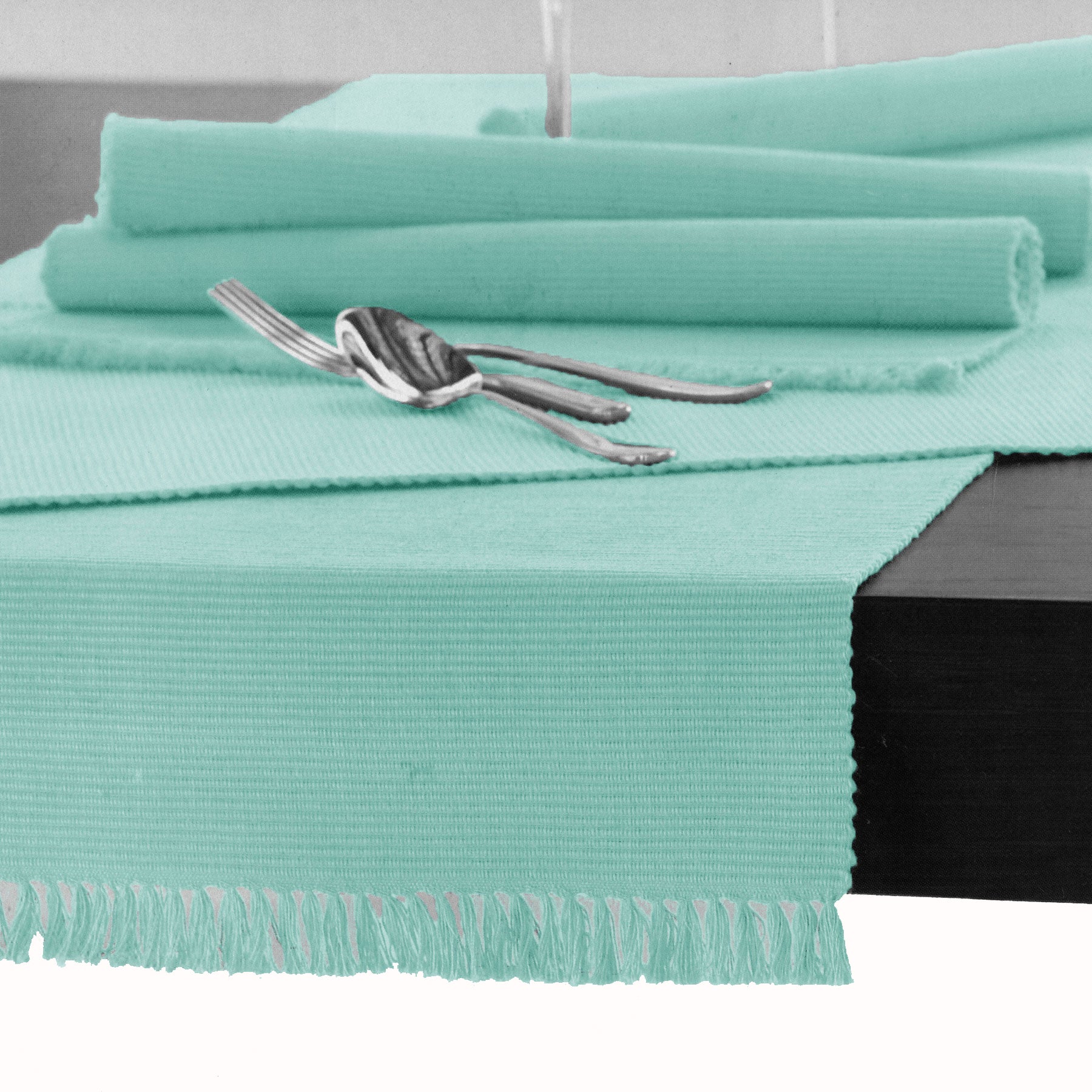 Hoydu Cotton Ribbed Table Runner 45cm x 150cm - LIGHT TURQUOISE V442-GNA-TABLER-RIBBED-150CM-LIGHTTURQUOISE