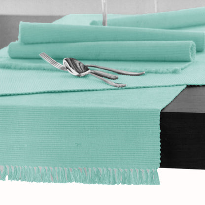 Hoydu Cotton Ribbed Table Runner 45cm x 150cm - LIGHT TURQUOISE V442-GNA-TABLER-RIBBED-150CM-LIGHTTURQUOISE