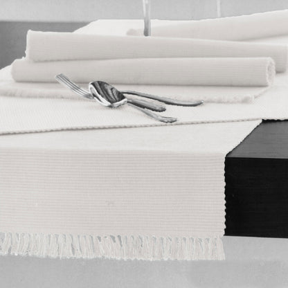 Hoydu Cotton Ribbed Table Runner 45cm x 150cm - MARSHMALLOW V442-GNA-TABLER-RIBBED-150CM-MARSHMALLOW
