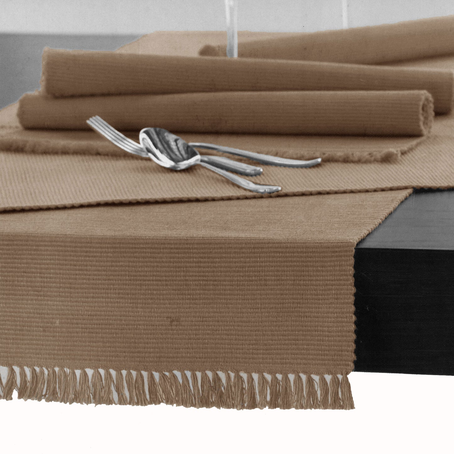 Hoydu Cotton Ribbed Table Runner 45cm x 150cm - SAND V442-GNA-TABLER-RIBBED-150CM-SAND
