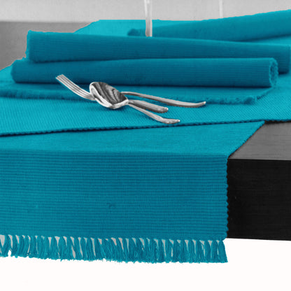 Hoydu Cotton Ribbed Table Runner 45cm x 200cm - BLUE BIRD V442-GNA-TABLER-RIBBED-200CM-BLUEBIRD