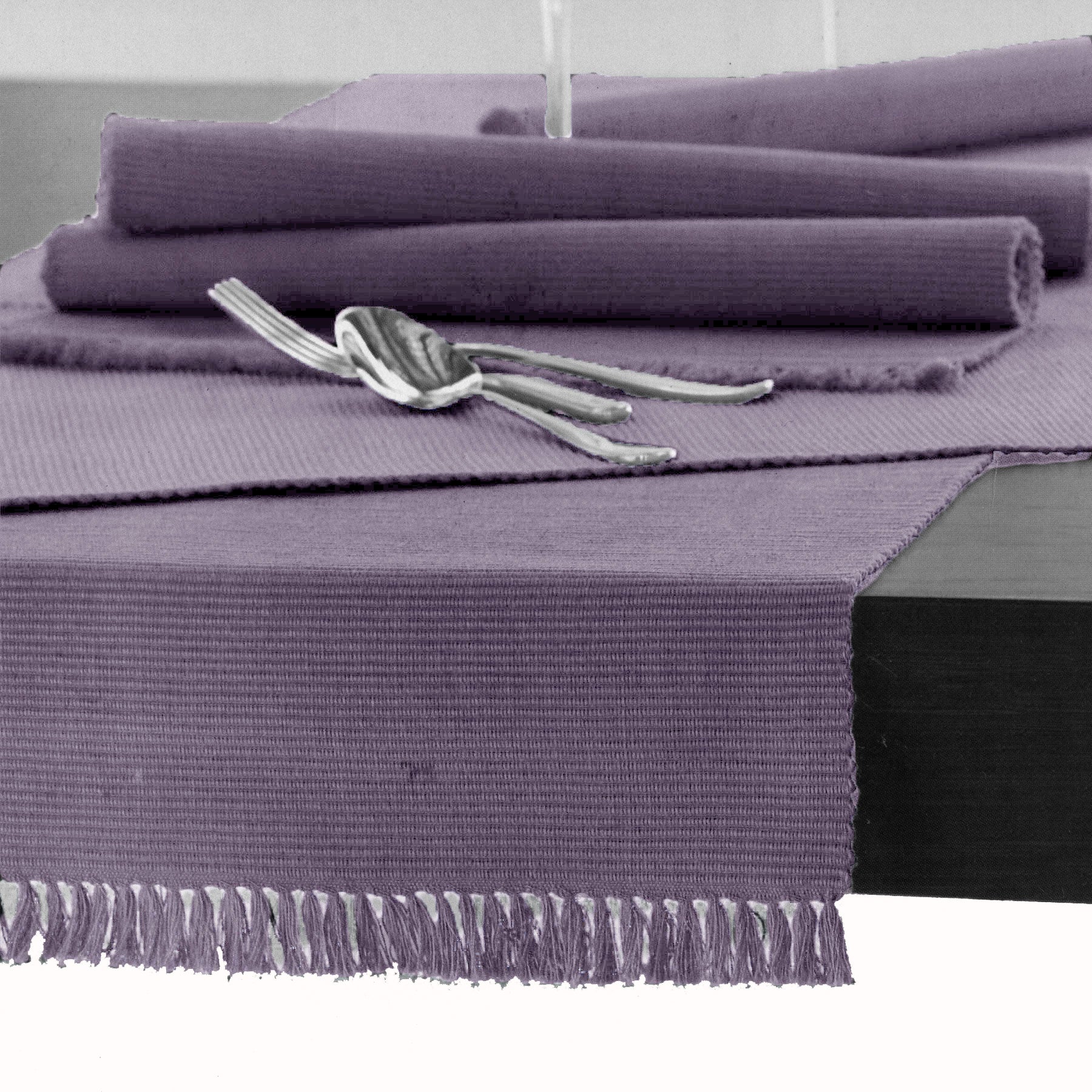 Hoydu Cotton Ribbed Table Runner 45cm x 200cm - LAVENDER MIST V442-GNA-TABLER-RIBBED-200CM-LAVENDERMIST