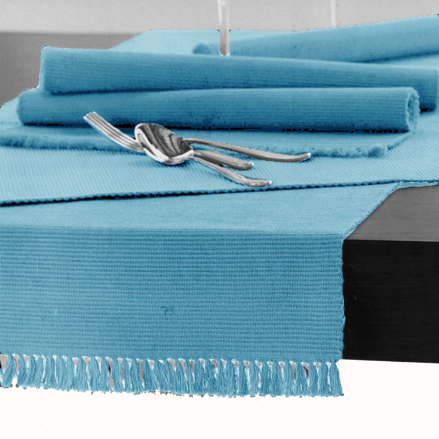 Hoydu Cotton Ribbed Table Runner 45cm x 200cm - SKY BLUE V442-GNA-TABLER-RIBBED-200CM-SKYBLUE