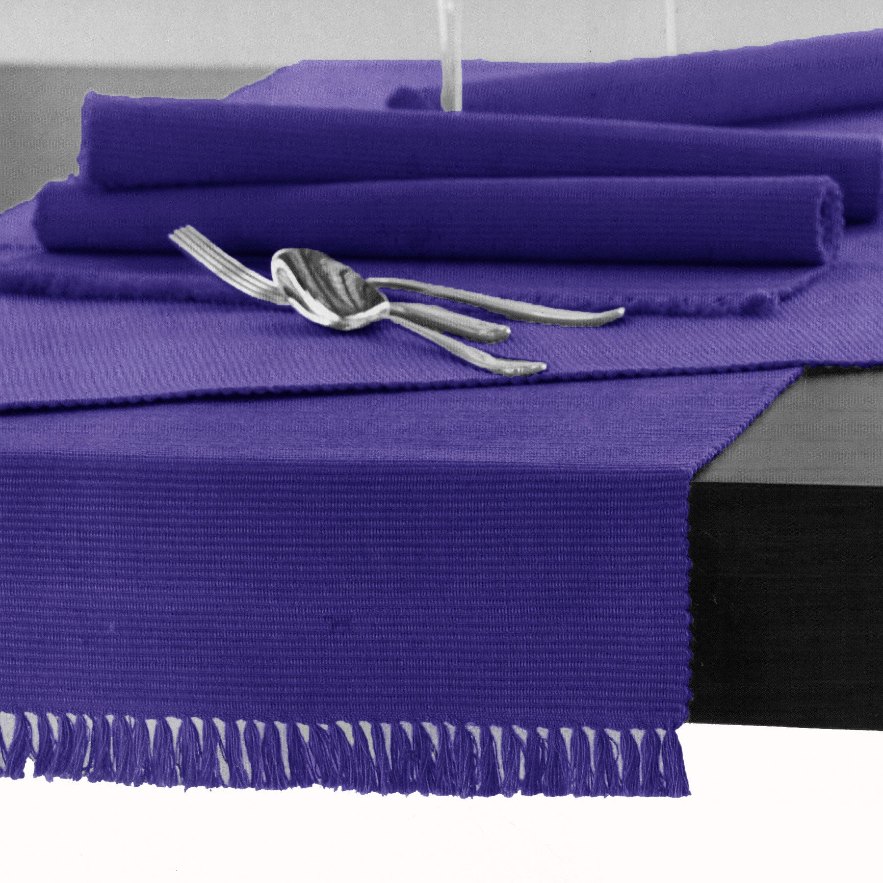 Hoydu Cotton Ribbed Table Runner 45cm x 200cm - ULTRA VIOLET V442-GNA-TABLER-RIBBED-200CM-ULTRAVIOLET