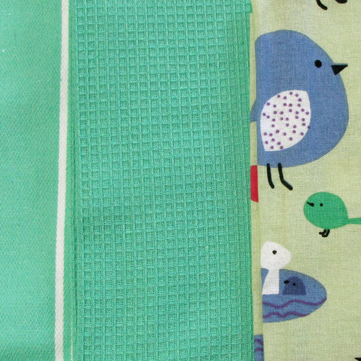 Home Oasis Set of 3 Printed Cotton Rich Tea Towels 50 x 70 cm Birdie Mint V442-GNA-TEAT-BIRDIESETOF3-MINT-RE