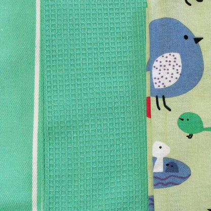 Home Oasis Set of 3 Printed Cotton Rich Tea Towels 50 x 70 cm Birdie Mint V442-GNA-TEAT-BIRDIESETOF3-MINT-RE