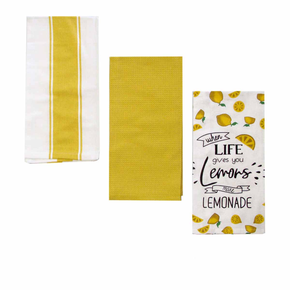Home Oasis Set of 3 Printed Cotton Rich Tea Towels 50 x 70 cm Lemons Yellow V442-GNA-TEAT-LEMONSSETOF3-YELLOW-RE